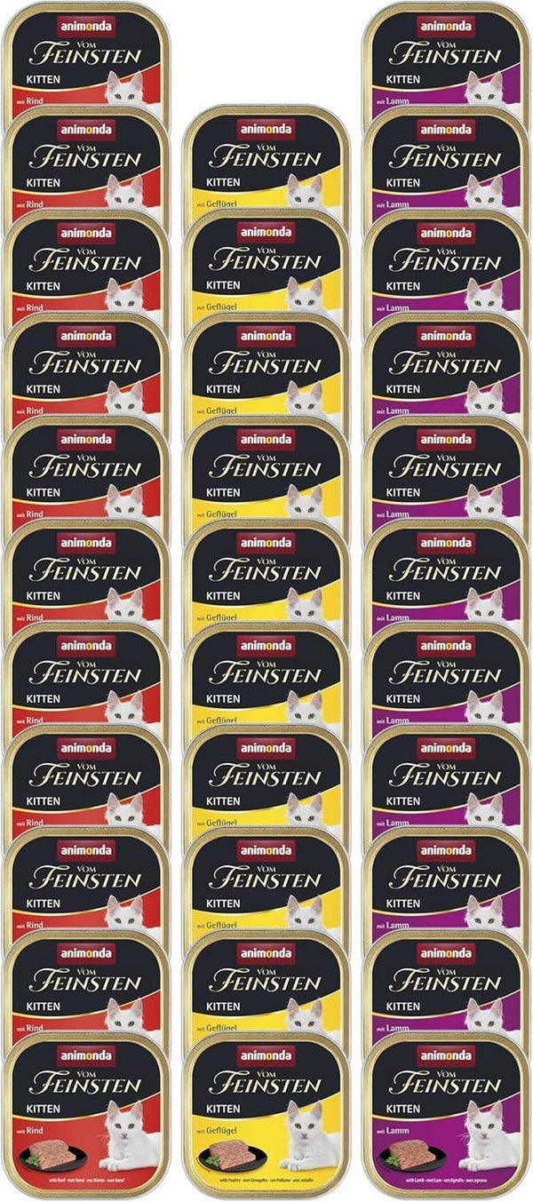 Animonda Vom Feinsten Kitten Variety For Kittens (32 X 100G), hrană umedă pentru pisici tinere, hrană pentru pisici fără cereale și zahăr, cu 100% ingrediente din carne proaspătă