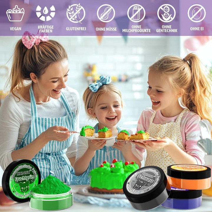 Colorant alimentar pudră - Set de 10 coloranți alimentari, Colorant alimentar pudră concentrată, Colorant alimentar pentru decorarea prăjiturilor, glazură, copt - 5G