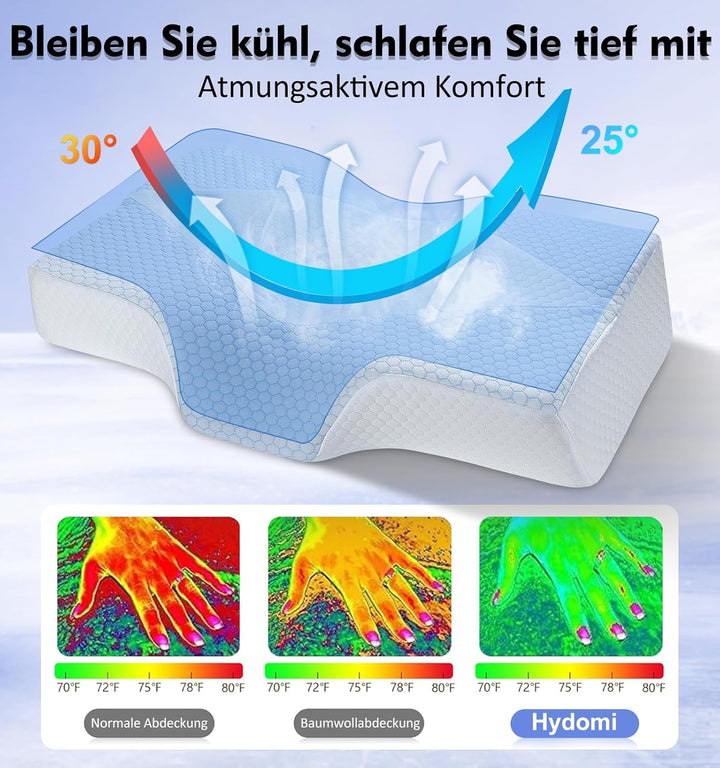 Pernă pentru gât din spumă de memorie Pernă ortopedică ergonomică Pentru dureri de gât și umeri - Pernă de dormit răcoritoare Pentru cei care dorm lateral, pe spate și pe stomac Cu suport pentru gât Perne ortopedice cervicale Naty Shop