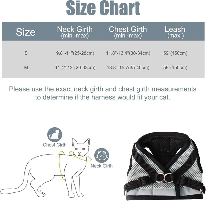 Bindokun Cat Harness With Leash Escape-proof, Cat Harness Set Cat Harness Escape-proof pentru câini pisici cu 5 M/16.4 picioare Cat Leash Adjustable Cat Vest (M)