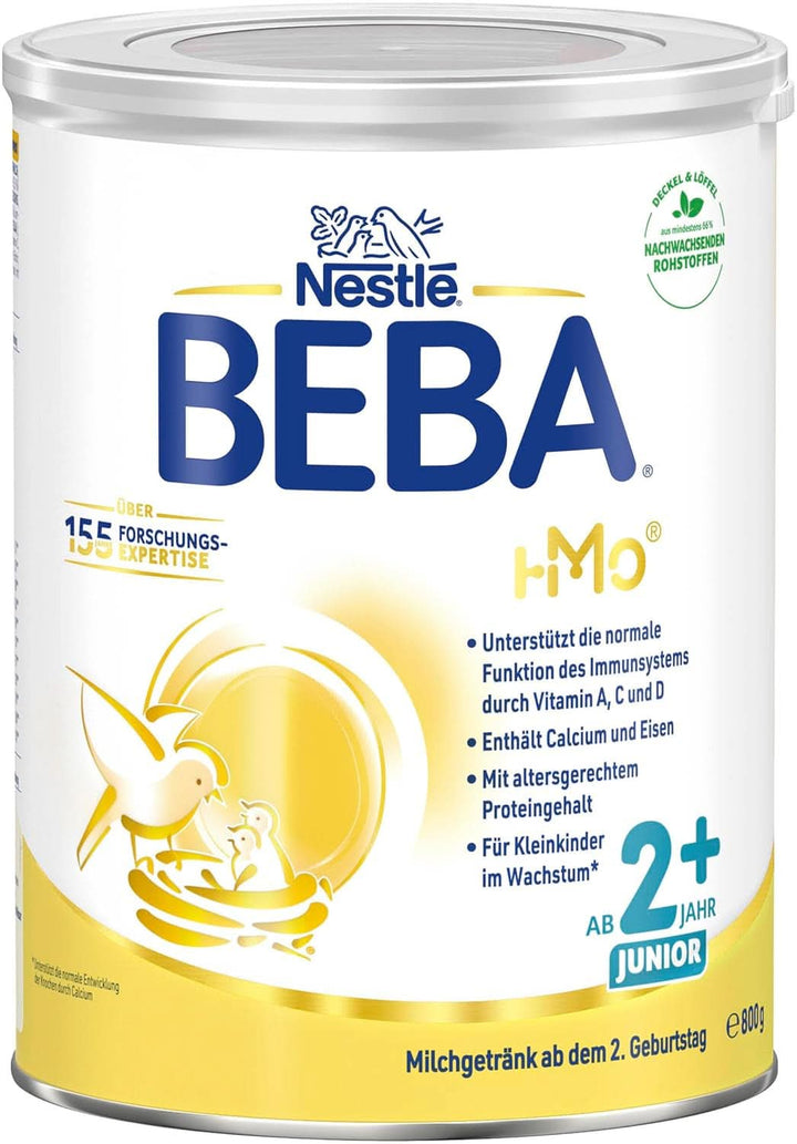 Băutură cu lapte BEBA Junior 2+ de la a 2-a aniversare, mâncare pentru copii cu HMO 2'-FL, numai lactoză, fără ulei de palmier, pachet 6 (6 x 800 g) Mama si Copilul Naty Shop