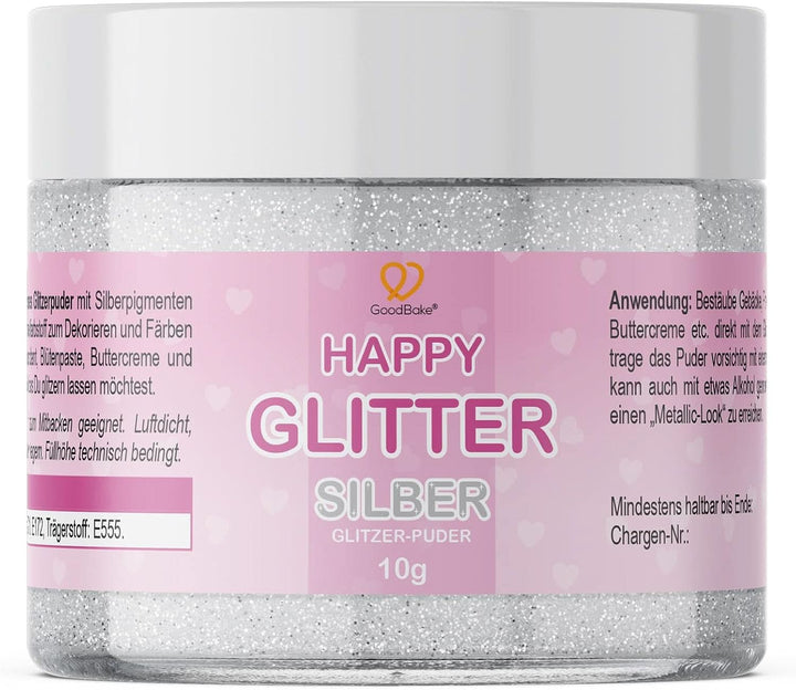 Goodbake Happy Glitter Gold - Glitter alimentar comestibil, 10 grame Glitter Naty Shop Argintiu