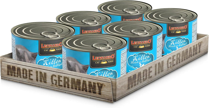 LEONARDO Kitten Hrană pentru pisici Kitten, 6X 800 G Hrană umedă fără cereale pentru pisoi până la 1 an, hrană completă cu păsări proaspete