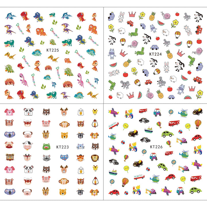 Autocolante de unghii pentru copii și fete, peste 600 de modele, animale, fructe, dinozauri, mașini, flori, autoadezive 3D, autocolante pentru unghii pentru copii, petrecere de ziua de naștere, cadou de salon de unghii cu ceai și spa