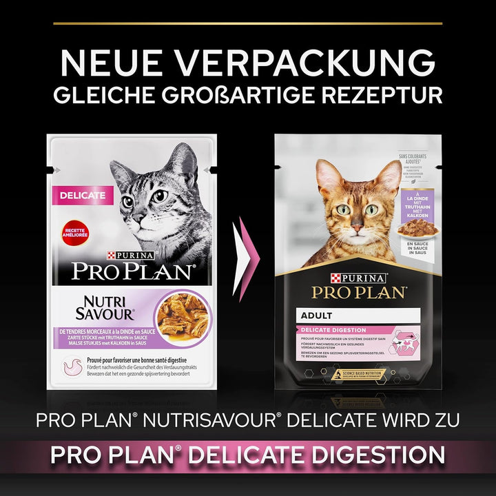 Pro Plan Cat Delicate Nutri Savour Hrană umedă pentru pisici, cu curcan, pachet de 26 (26 X 85 G)