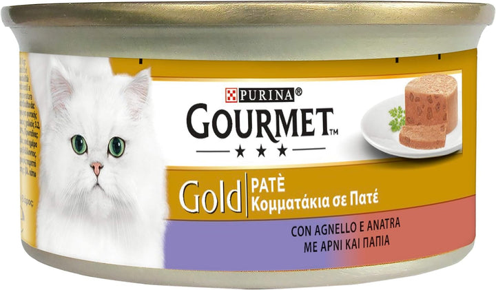 Purina Gold Pâté Moist Cat Lamb And Duck, 24 cutii la 85 G
