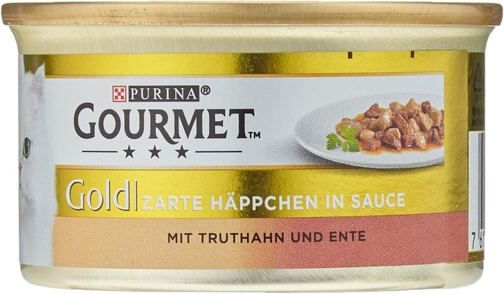 Gourmet Gold Tender Morsels in Sauce Hrană umedă pentru pisici, cu somon și pui, 12Pack (12 X 85G)