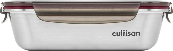 CANDL Cuitisan (Flora) borcan de depozitare a alimentelor din oțel inoxidabil cu capac cu clip, dreptunghiular, potrivit pentru cuptor cu microunde + cuptor, borcan de depozitare, EC7-SS10 2800ml Cutii depozitare alimente Naty Shop 22,0Cm X 15,7Cm X 6,5Cm / 1100Ml