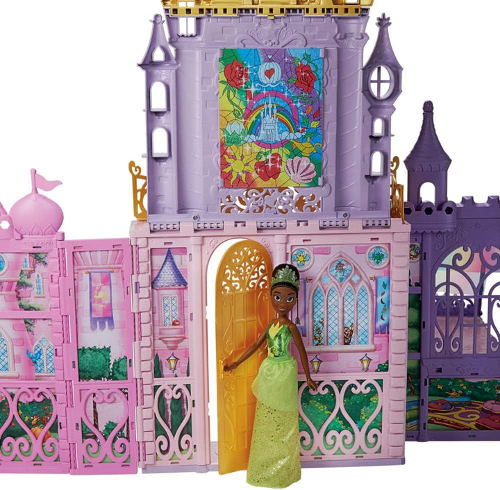 Castelul festiv al prințesei Disney pentru deplasare, casă de păpuși pliabilă cu mobilier și accesorii, pentru fete de la 3 ani Casute de papusi Naty Shop