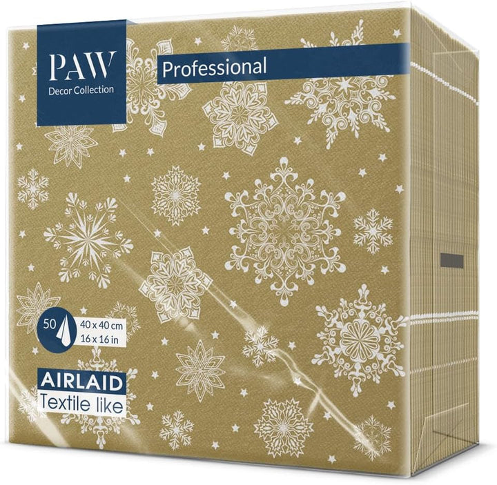 PAW - Șervețele Airlaid (40 X 40 Cm) I 50 Bucăți I Perfect pentru Crăciun, Iarnă, Sărbători I Decorațiuni de masă pentru Ajunul Crăciunului I Șervețele Airlaid Fabric-Like Winter Branches I Winter Branches