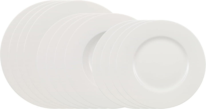 Villeroy & Boch – Wonderful World Dinner-Set 12 Teilig Weiß, Spülmaschinenfest, Mikrowellensicher, Teller, Geschirr, Porzellan, Speiseteller, Essteller, Set, Geschirrset Modern, Premium Porzellan Seturi vesela masa Naty Shop Default Title