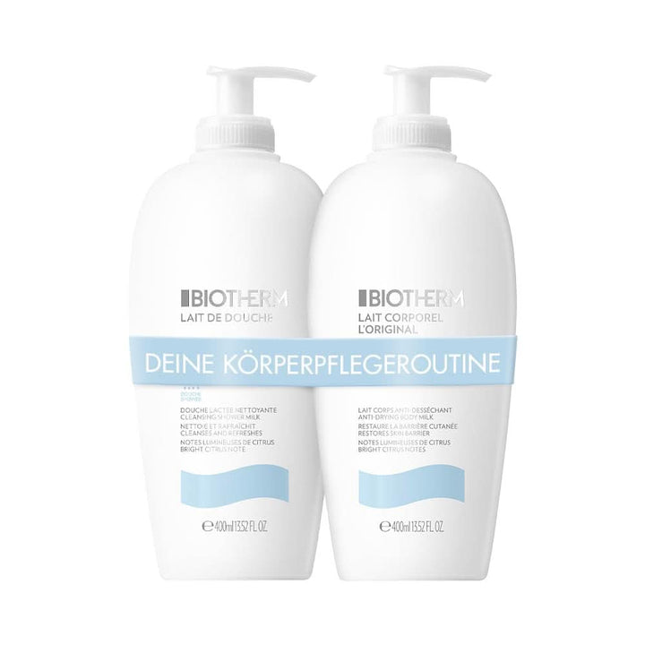 Biotherm Lait Corporel L'Original, Loțiune de corp hidratantă cu plancton, 400 ml Cosmetice si Infrumusetare Naty Shop Lotiune de corp 400 ml + Gel de dus 400 ml Set