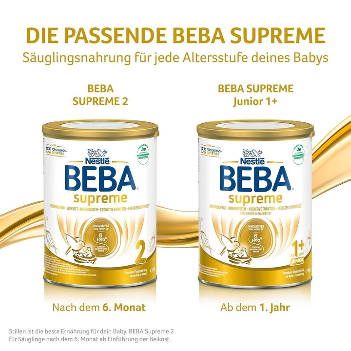 Băutură pentru copii BEBA SUPREME Junior 1+ de la 1 ani, mâncare pentru copii cu complex 6 HMO, numai lactoză, fără ulei de palmier, pachet 6 (6 x 800 g) Mama si Copilul Naty Shop
