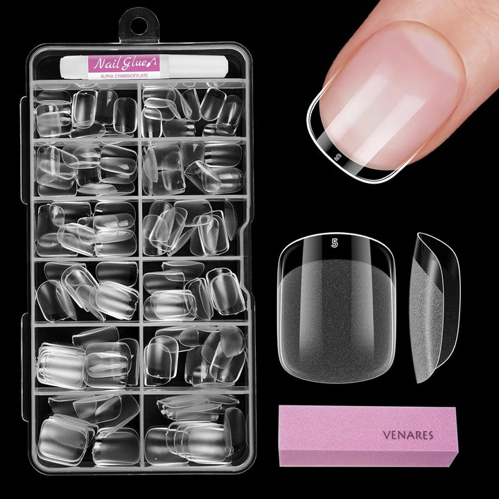 Unghii scurte cu acoperire completă, 120 bucăți, vârfuri de unghii scurte cu formă de migdale, gel moale, vârfuri de unghii scurte cu formă de migdale, 12 dimensiuni, vârfuri de unghii scurte preformate semi-mate pentru unghii cu gel