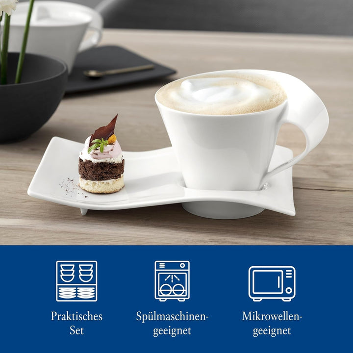 Villeroy & Boch – Newwave Basic Tafelservice 30 Teilig, Geschirr Set Für 6 Personen, Spülmaschinenfest, Geschirrset, Service, Teller, Tassen, Weiß, Keramik, Premium Porzellan Seturi vesela masa Naty Shop