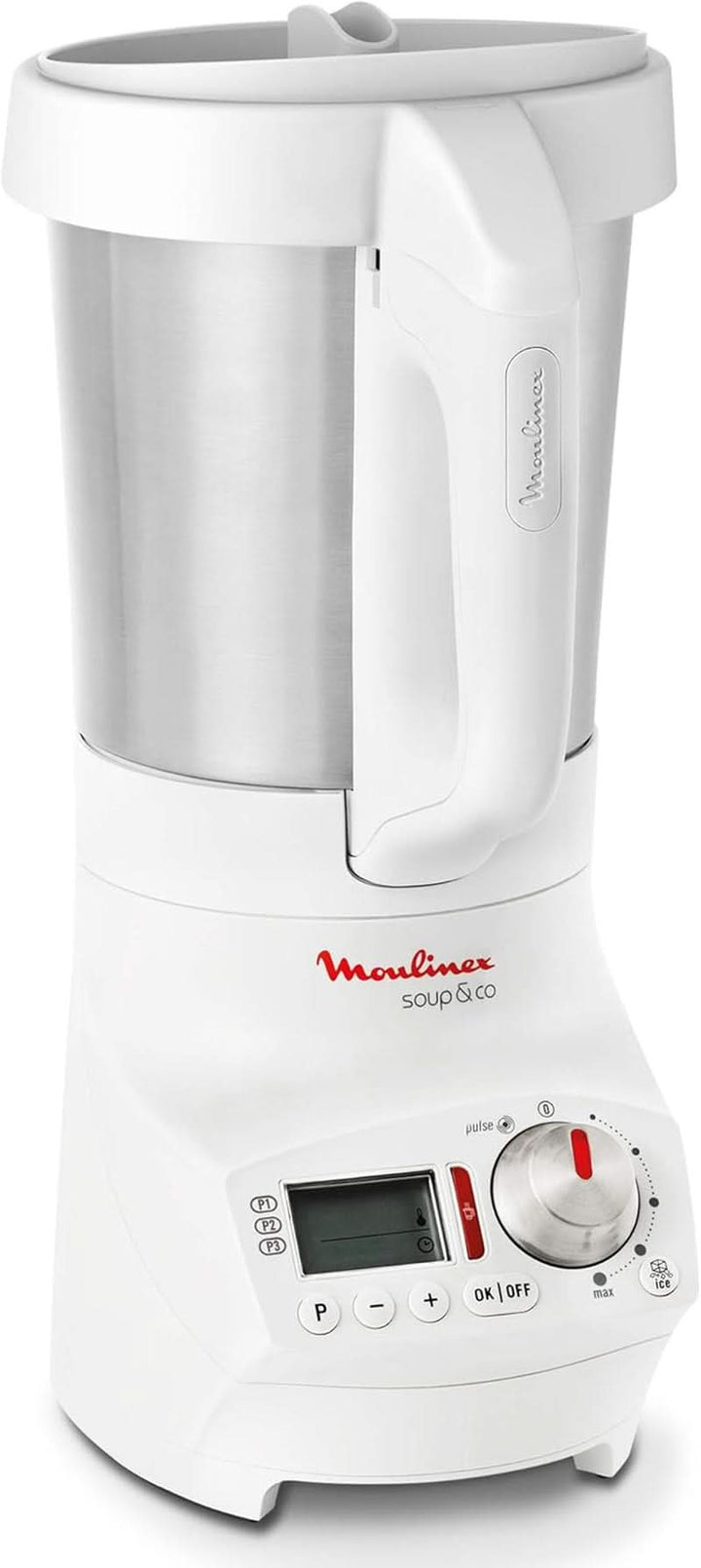 Soup&Plus LM924500 Standmixer, 1100 W, Schüssel 2 L, Edelstahlklingen, 3 Automatische Programme, Manueller Modus, Perfektes Mixen, Suppen, Smoothies, Eussies, Made in France, Soup&Plus Mama si Copilul Naty Shop Weiß - 1.8L Standard