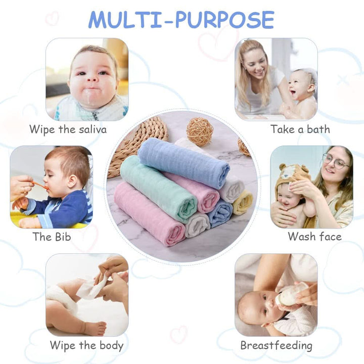 Prosoape de muselină pentru bebeluși, pachet de 8 prosoape din bumbac organic, absorbante, 25 x 25 cm Mama si Copilul Naty Shop