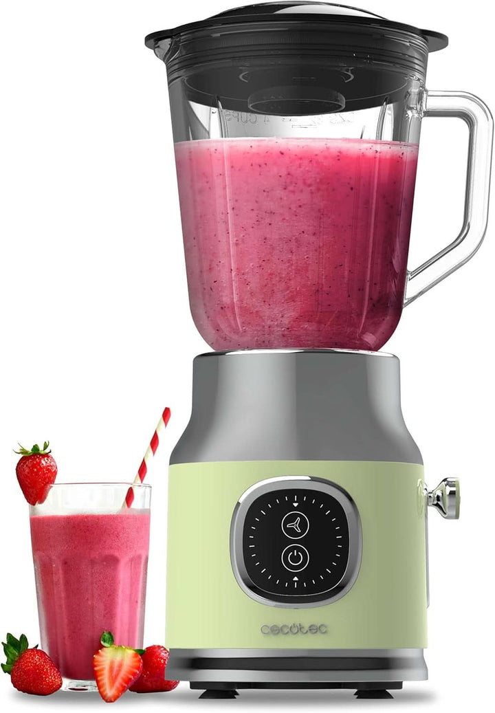 Cecotec Standmixer Retro Retrotwist Green. 800W Maximale Leistung, Pulse-Funktion, 4-Klingen-Messer Mit Schwarzer Titanbeschichtung Und 1L Krug, Vintage-Design in Grün Bucatarie Naty Shop