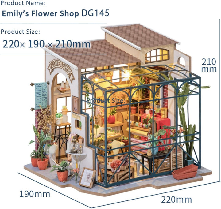 Robotime DG145 Rolife Emily's Flower Shop Miniature Doll's House Fabricat din lemn, metal, tesatura si carton, Dimensiuni: 22 X 15 X 17 Cm, Casute de papusi Naty Shop