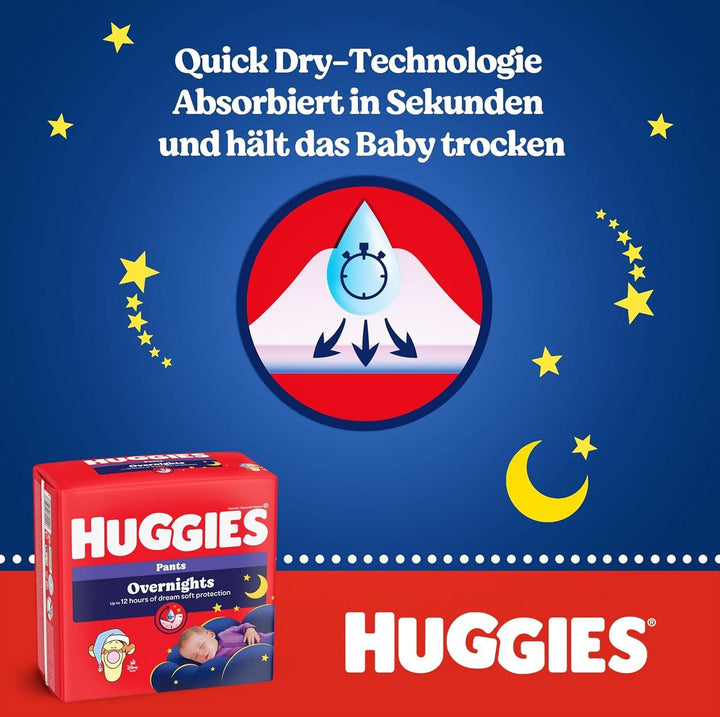 Pantaloni de noapte Huggies Mărimea 6 (15-25 kg), Cutie lunară pentru scutece, 88 bucăți Mama si Copilul Naty Shop