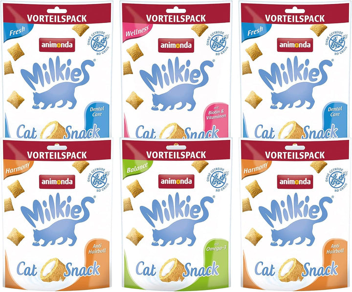 Animonda Milkies Selection (20 cupe À 15 G), lapte de pisică ușor digerabil pentru pisici adulte, pachet valoric practic cu 20 de cupe de lapte de pisică, gustare cu lapte fără soia și zahăr