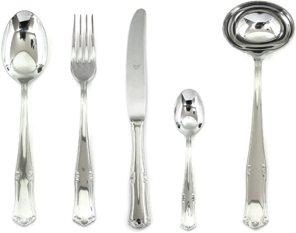 Set de tacâmuri Bavaria Moka, oțel inoxidabil, de culoare argintie, se poate spăla în mașina de spălat vase Bucatarie Naty Shop 30 piese