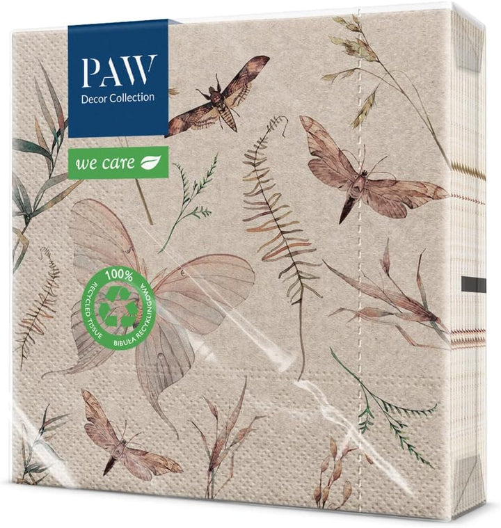 Paw Decor Collection X PAW Decor Collection CM Paper Wipes med 3 lag. 20 stykker. Trykt med vandbaserede farver. Borddekorationer. Nature, Hirsc, PAW_022022, hjorte, 33 x 33 cm (pakke med 3)