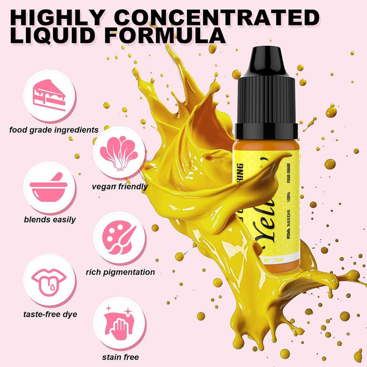 Colorant alimentar - Set de 7 coloranți alimentari de 12 ml pentru copt torturi - Colorant alimentar vibrant pentru decorarea torturilor, slime DIY, realizarea de slime