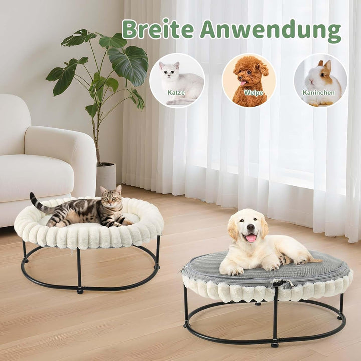 GUUSII HOME Pat pentru pisici ridicat, hamac pentru pisici mari, pat pentru șezlong, hamac pentru pisoi, canapea pentru pisici, pat înalt pentru cățeluș, cu cadru metalic robust, pernă lavabilă 58,5 * 43 * 21 cm (alb)