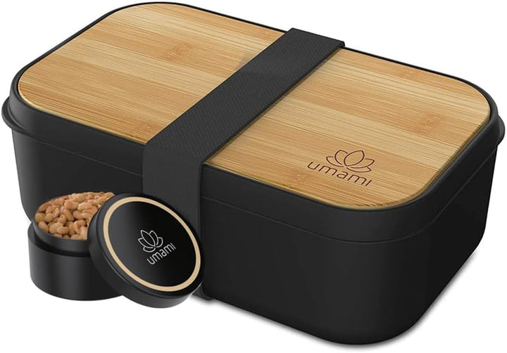 Cutie de prânz Umami pentru adulți, cutie bento stivuibilă etanșă cu 4 tacâmuri și compartimente, cutie de prânz pentru adulți, recipient pentru salată to-go, cutie de prânz pentru picnic / birou, gri cărbune, 1500 ml