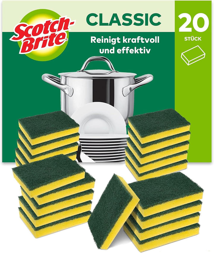 Scotch-Brite Classic Pot Cleaner, 16 bureți per pachet, burete pentru bucătărie - curăță puternic și eficient Detergenti Bucatarie Naty Shop