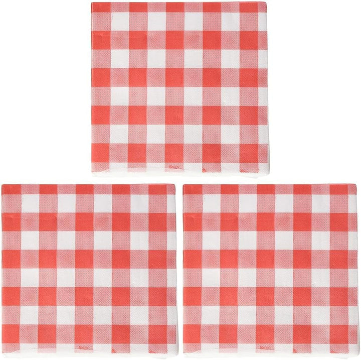 Șervețele Pro 40 X 40, 2 straturi, 1/4 fold, 50 șervețele, punta-punta, carouri, roșu