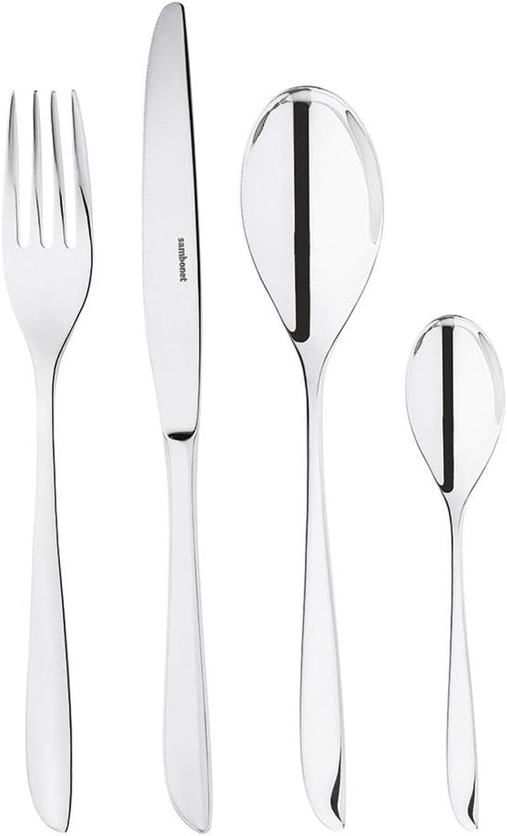 Sambonet 52163-81 Leaf - Set de tacâmuri Monobloc din oțel inoxidabil 18/10 Naty Shop Set 6 persoane - 24 bucăți