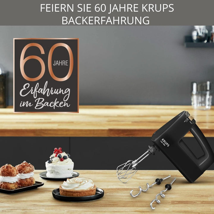 Krups 3Mix 7000 Handmixer 60 Jahre Special Edition, 500 Watt, Knet- Und Rührhaken Aus Edelstahl, Langes Netzkabel, Zubehörtasche, F6085811, Schwarz/Kupfer Bucatarie Naty Shop