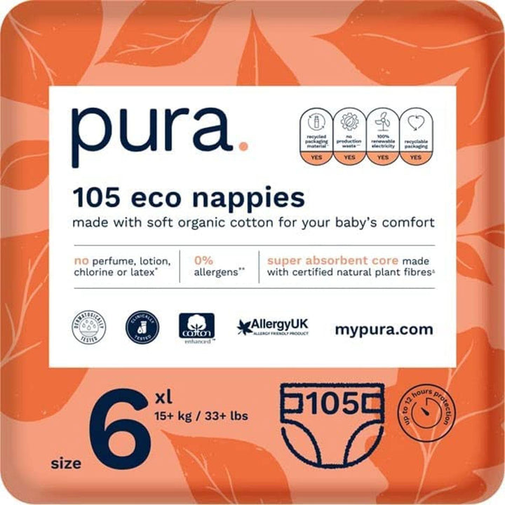 Scutece eco, EU Ecolabel, piele sensibilă, bumbac, hipoalergenic Mama si Copilul Naty Shop 6 (105 buc)