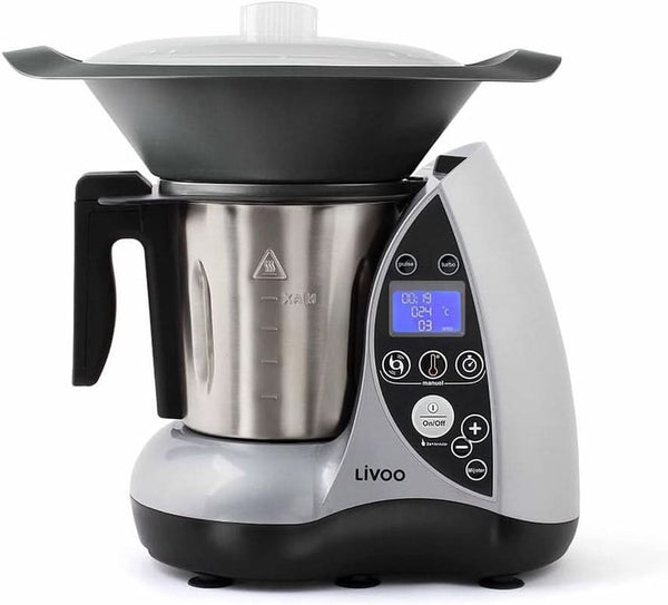 Livoo DOP142G Robot Culinaire Chauffant Beheizte Küchenmaschine, Edelstahl, Grau Roboti si Mixere Bucatarie Naty Shop Grau
