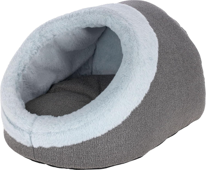 Kerbl Pet Cuddle Cave Jana, Peșteră pentru pisici, Pat pentru pisici, Gri, 54 x 43 x 35 cm, Plush moale, Fleece de poliester, Cu pernă reversibilă, Lavabil la mașină la 30°C