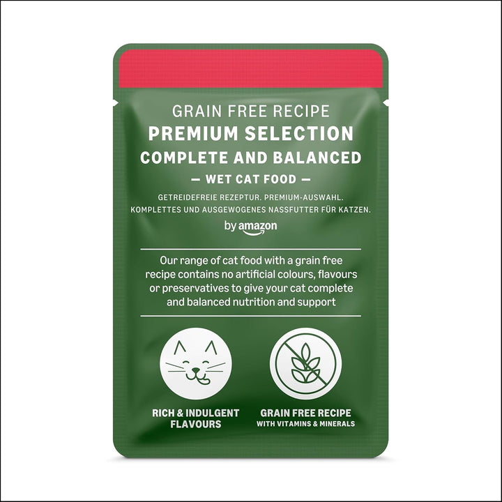 By Amazon Hrană pentru pisici, umedă, fără cereale, pentru pisici adulte Meat Choice în bulion, 4,76 Kg, 56 de pachete cu 85G (înainte de Lifelong)