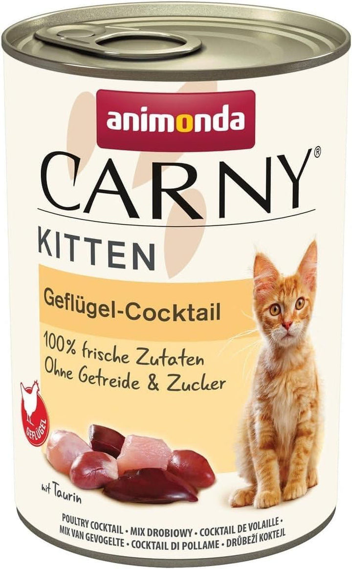 Animonda Carny Kitten Beef, Veal + Chicken (12 X 85 G), hrană umedă pentru pisoi în creștere, hrană pentru pisici fără cereale și zahăr, hrană umedă pentru pisici cu 100% ingrediente proaspete