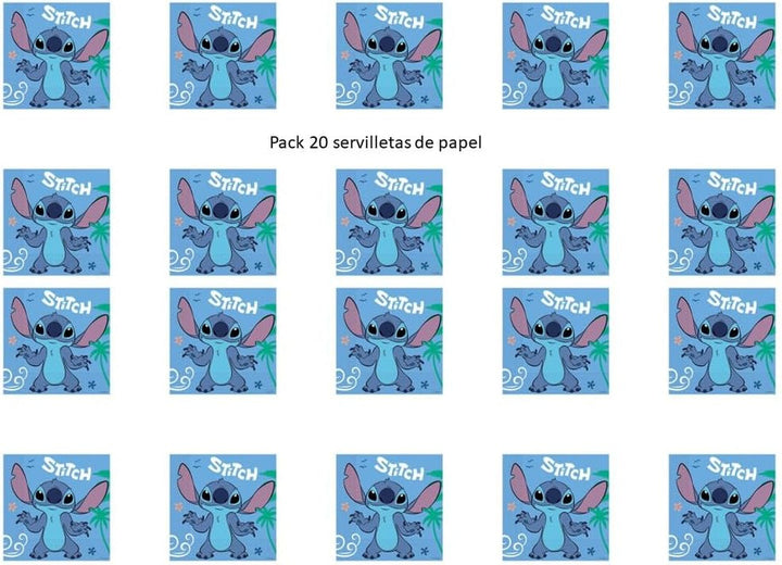 , 5072; 20 șervețele de hârtie, Ideal pentru petreceri și zile de naștere, Licență Stitch, Dimensiuni: 33 X 33 Cm, Pachet de 20 șervețele Stitch