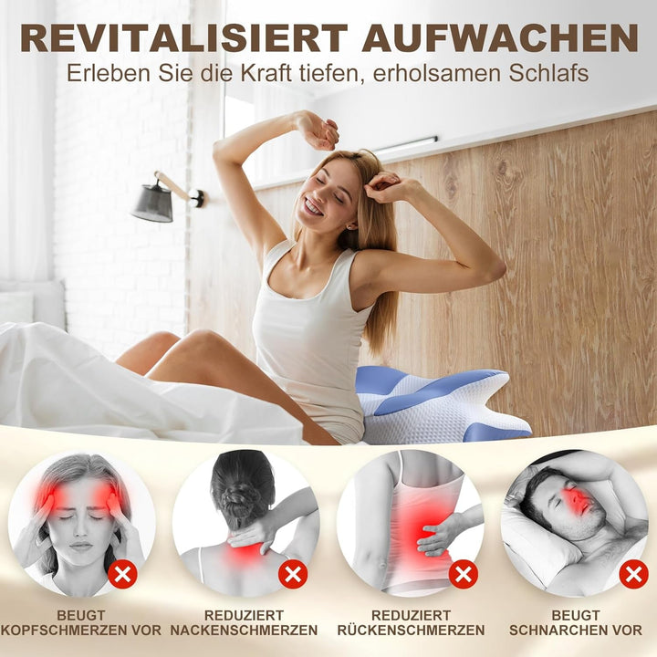 Pernă ergonomică pentru dormit lateral - Pernă pentru gât Pernă de sprijin pentru gât și dureri de umăr, pernă ortopedică de sprijin pentru gât din spumă de memorie pentru stomac, spate și dormit lateral cu suport pentru gât Perne ortopedice cervicale Naty Shop