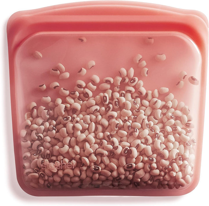 Pungă Stasher Pungă din silicon premium reutilizabilă pentru alimente, pungă sandwich, transparentă, durabilă, sigură pentru cuptor, mașină de spălat vase și congelator, ecologică, pungă pentru prânz, fără scurgeri, 828ml Cutii depozitare alimente Naty Shop Roșu