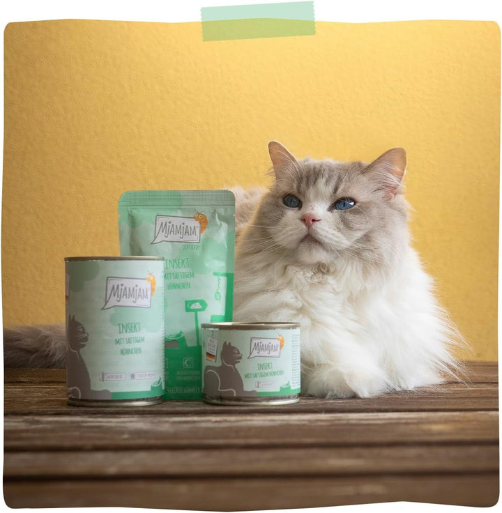 Mjamjam - Hrană umedă premium pentru pisici - Squeeze Insect With Juicy Chicken 125G, 12Pack (12 X 125G), naturală cu extra carne