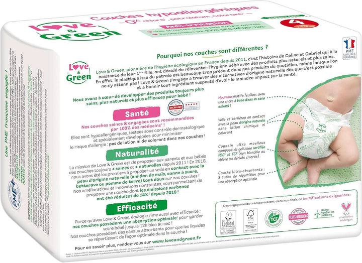 Love & Green, scutece fara clor, pachet pentru 1 luna, marimea 4 Mama si Copilul Naty Shop