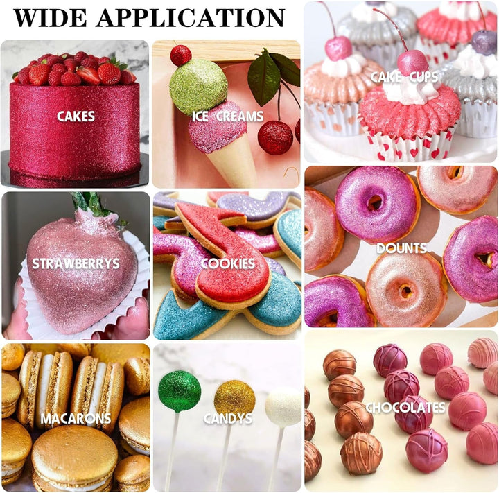 Set spray cu sclipici comestibil - 20 g praf de sclipici alimentar iridescent pentru băuturi, șampanie, prăjituri - colorant alimentar metalic comestibil pentru cocktailuri, vin, lichior, copt, prăjituri