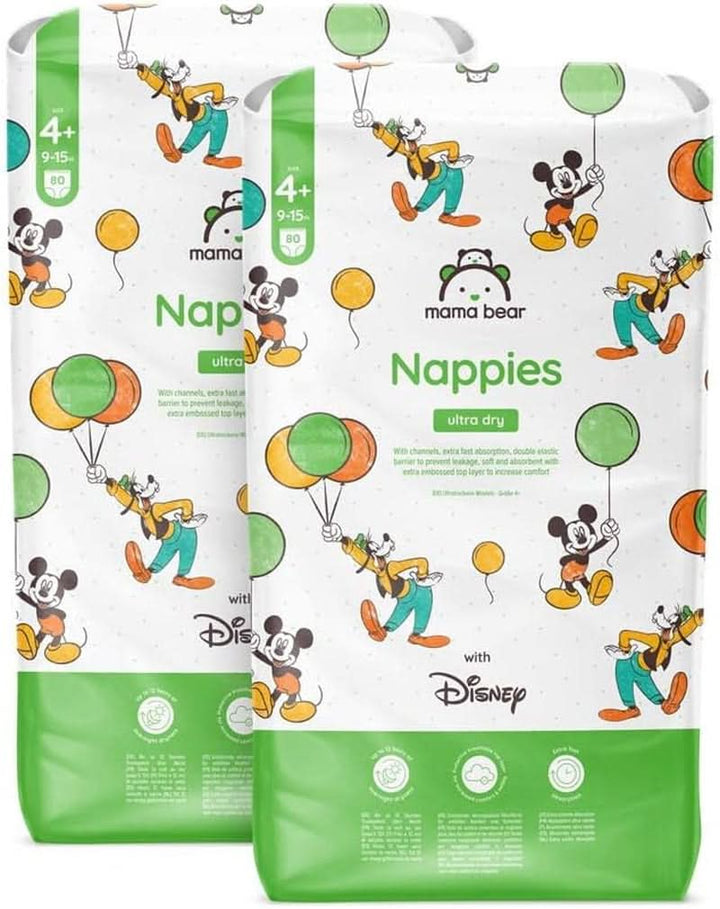 Scutece Mama Bear Disney Ultra Dry mărimea 4 (8-14 kg), alb, 84 bucăți (1 pachet) Naty Shop Mărimea 4+ (9-15 kg) Pachet lunar