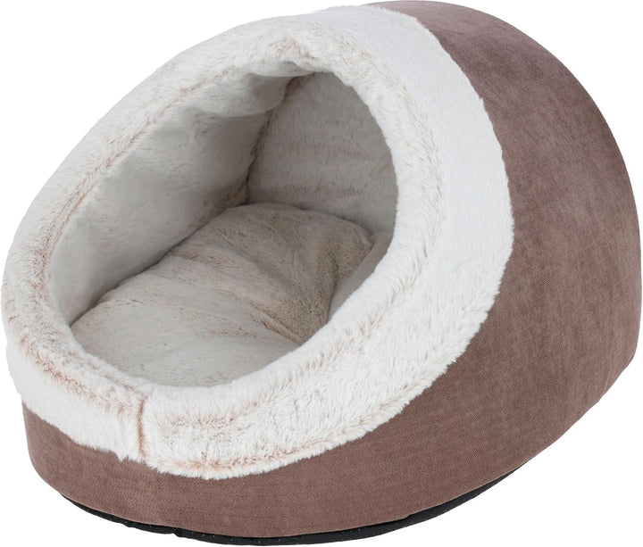 Kerbl Pet Cuddle Cave Jana, Peșteră pentru pisici, Pat pentru pisici, Gri, 54 x 43 x 35 cm, Plush moale, Fleece de poliester, Cu pernă reversibilă, Lavabil la mașină la 30°C