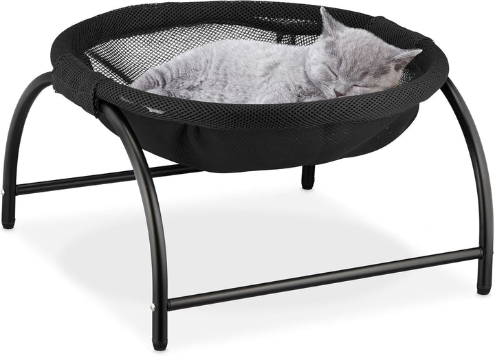 Hamac Relaxdays pentru pisici, scaun suspendat, înălțat, ÎxlxA: 25 x 44 x 42 cm, pat pentru pisici cu suport, negru