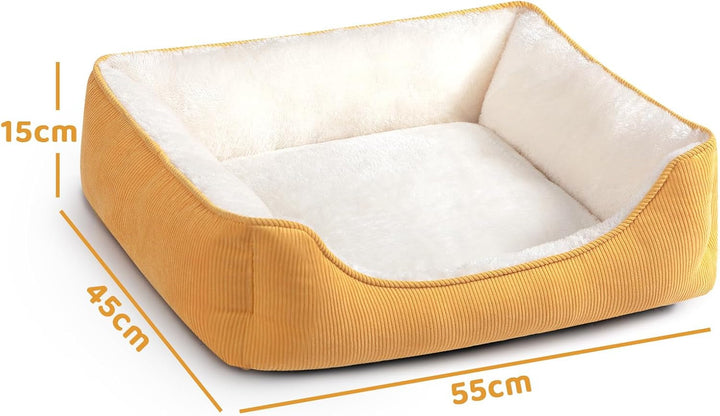 Pat pentru pisici, pat pentru câini mici, pat pentru animale de companie pentru pisici și căței, pat moale pentru animale de companie, pernă respirabilă pentru animale de companie, galben (55 * 45 * 15cm)