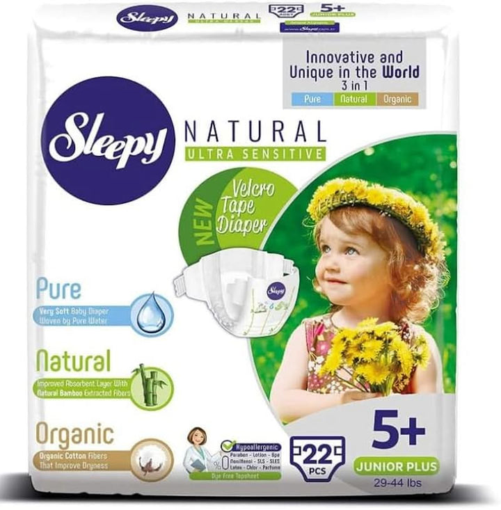 SOHO, Scutece pentru copii, fabricate din bumbac organic și extract de bambus, confort și senzatie de uscat Mama si Copilul Naty Shop 5+ (66 buc)